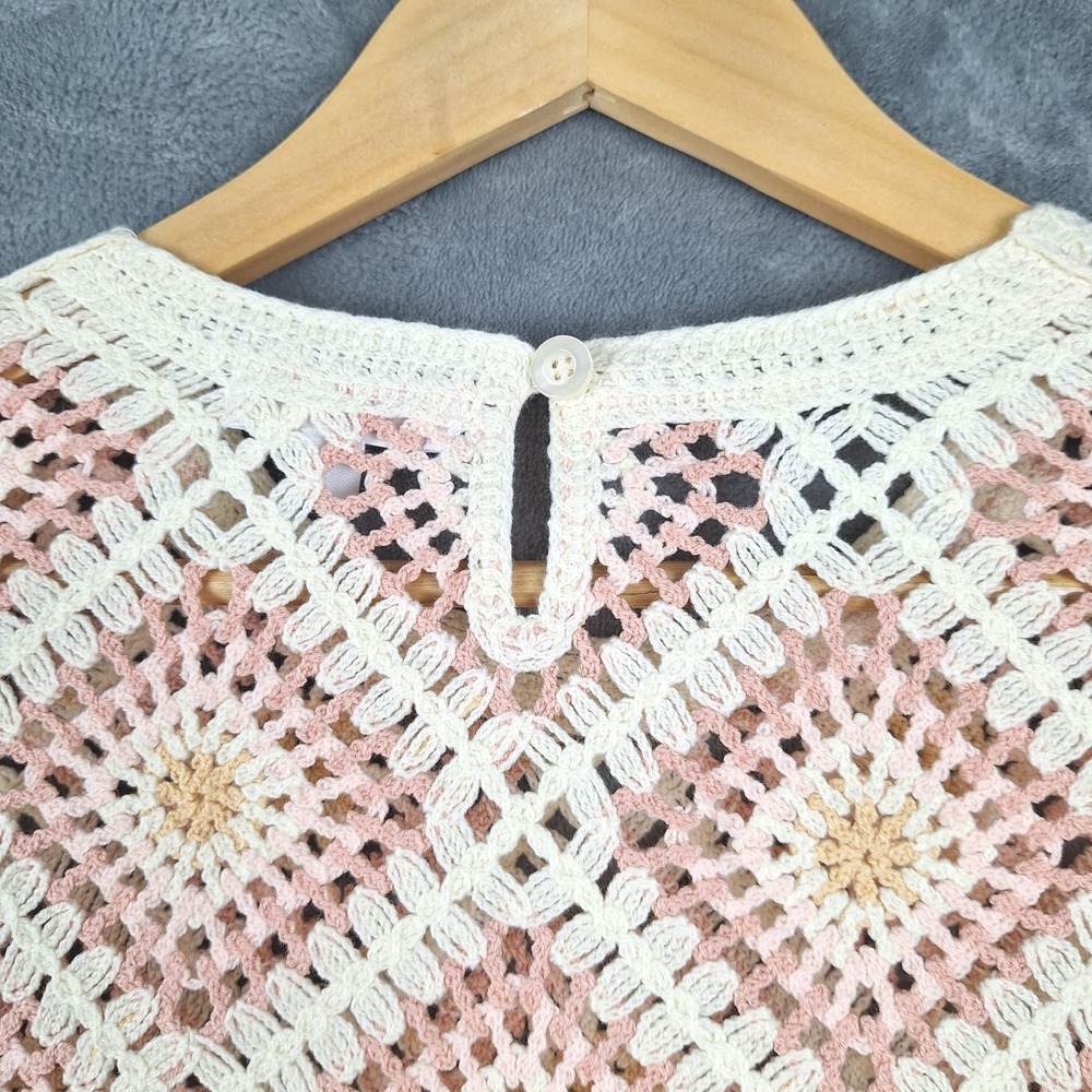 Womens Sweater XL Crochet Granny Square Cottagecore Indie Boho Hippie Festival - Picture 7 of 9